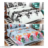 Indian-made, superfine floral polycotton double queen RevaTex bedsheet set with 4 pillow covers, ideal for summer adult use